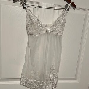 Frederick's of Hollywood Sheer White Lace Slip Y2K vintage